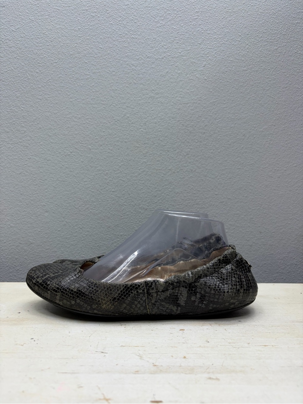 Jimmy Choo Black Snake Skin Leather Flats Size 40